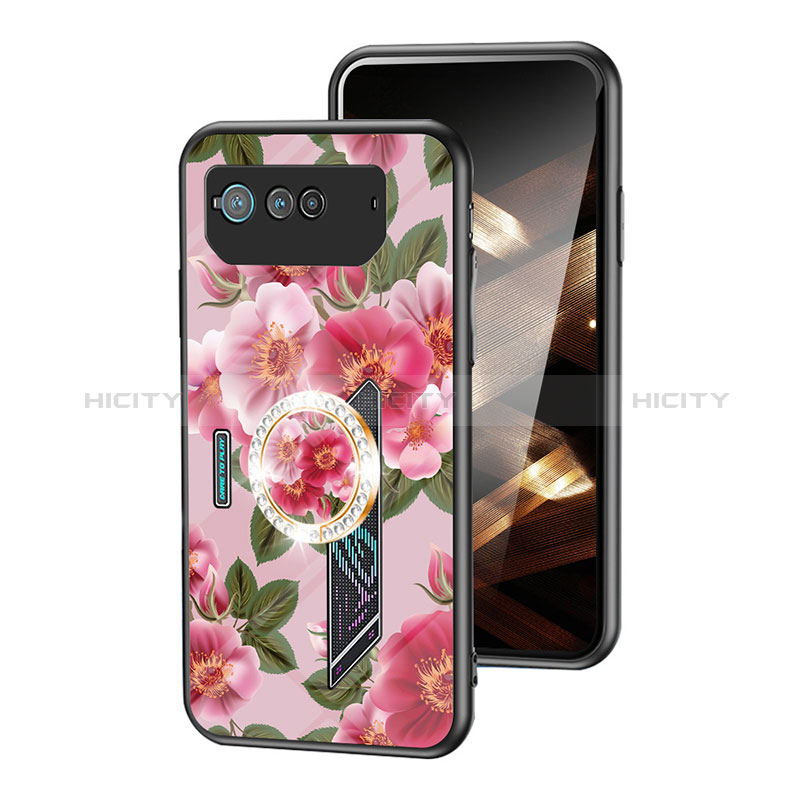 Coque Contour Silicone et Vitre Fleurs Miroir Etui Housse S01 pour Asus ROG Phone 6 Plus