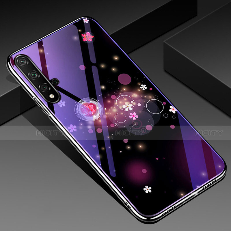 Coque Contour Silicone et Vitre Fleurs Miroir Etui Housse S01 pour Huawei Honor 20 Plus