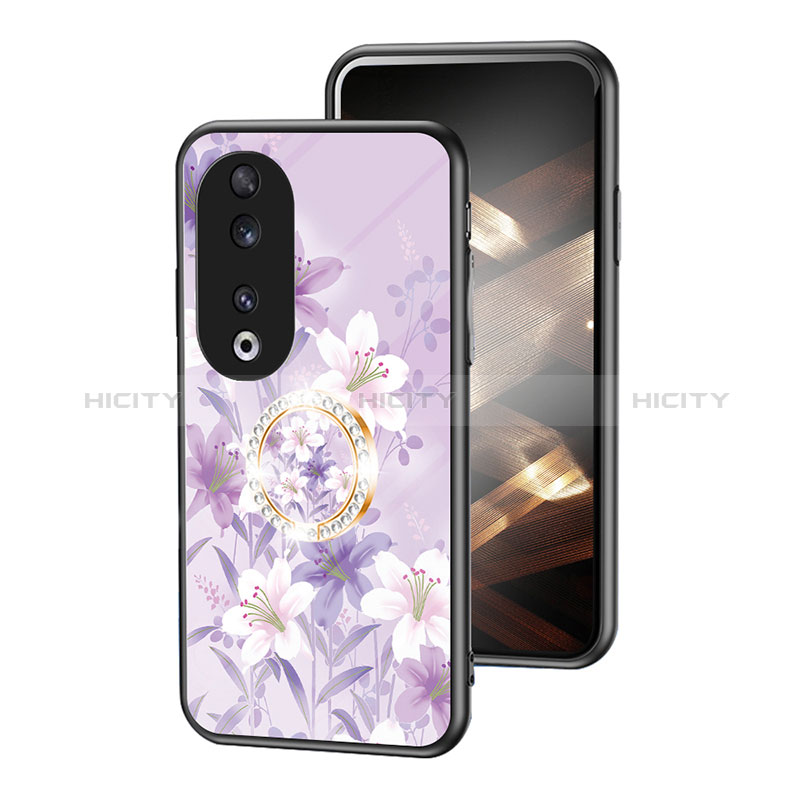 Coque Contour Silicone et Vitre Fleurs Miroir Etui Housse S01 pour Huawei Honor 90 5G Plus