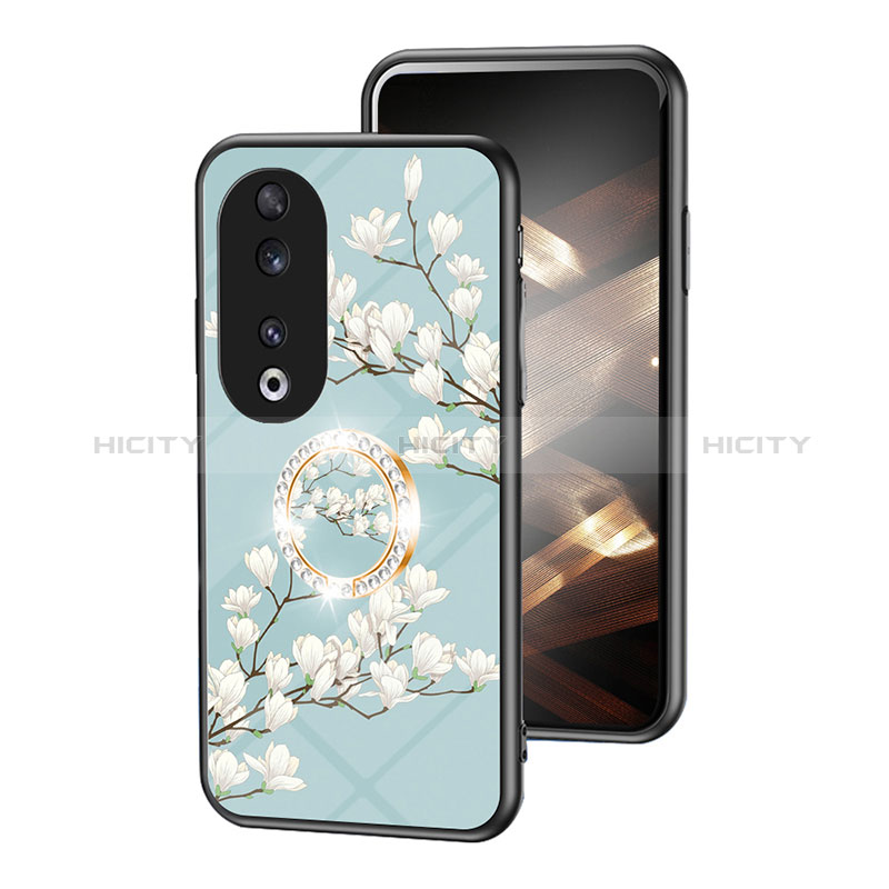 Coque Contour Silicone et Vitre Fleurs Miroir Etui Housse S01 pour Huawei Honor 90 5G Plus