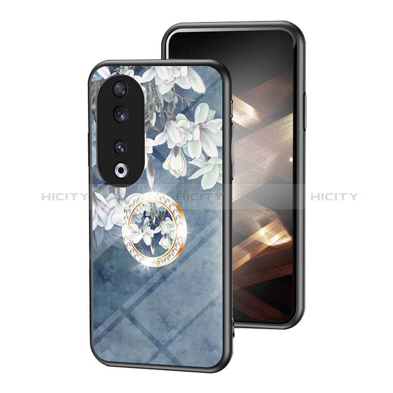 Coque Contour Silicone et Vitre Fleurs Miroir Etui Housse S01 pour Huawei Honor 90 5G Plus