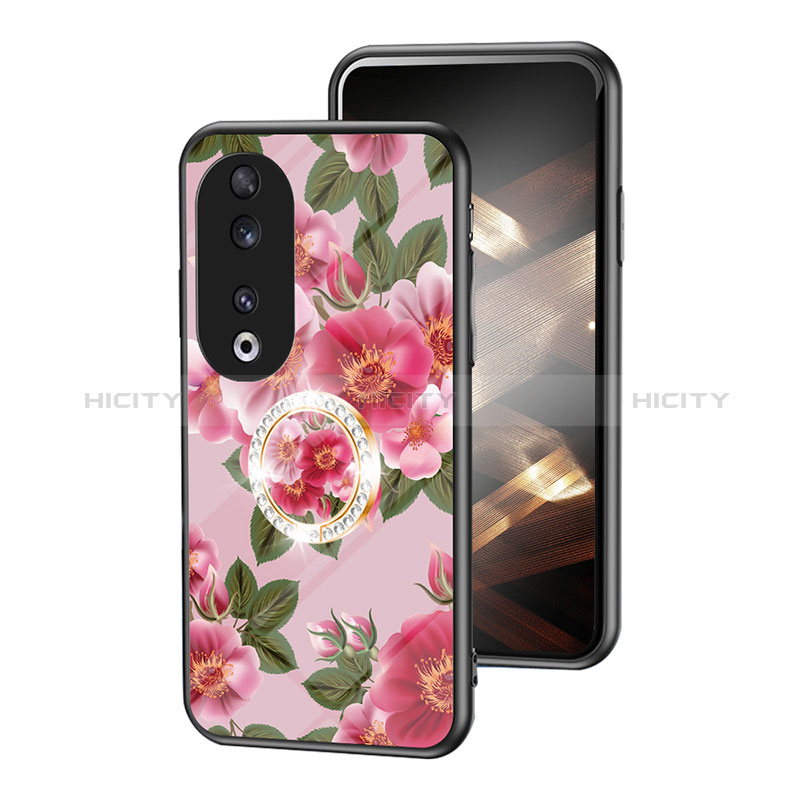 Coque Contour Silicone et Vitre Fleurs Miroir Etui Housse S01 pour Huawei Honor 90 5G Plus