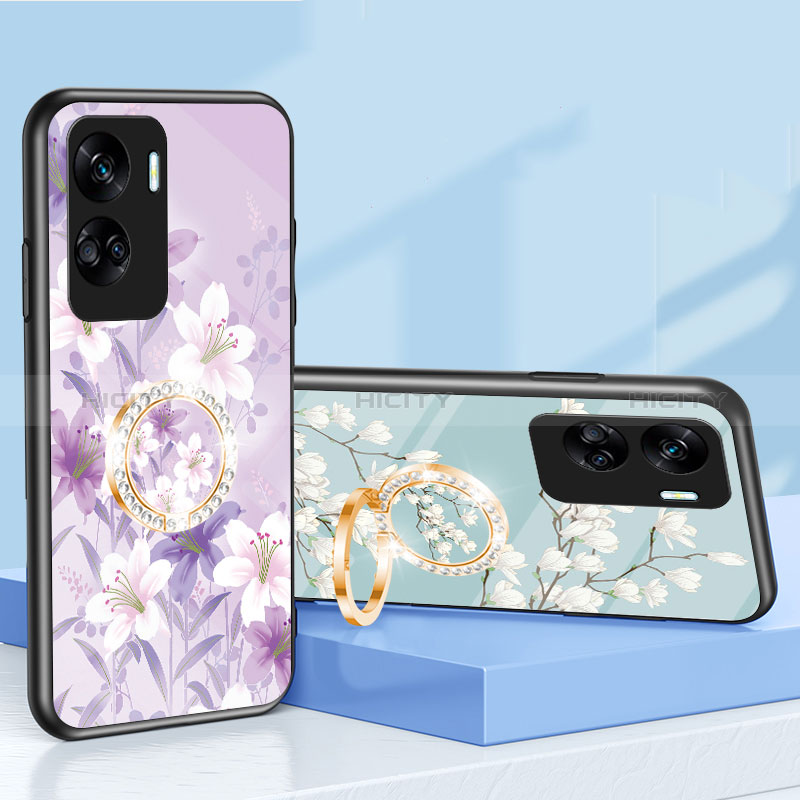 Coque Contour Silicone et Vitre Fleurs Miroir Etui Housse S01 pour Huawei Honor 90 Lite 5G Plus