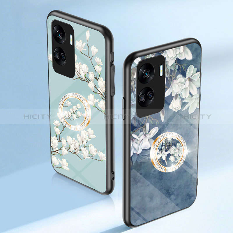 Coque Contour Silicone et Vitre Fleurs Miroir Etui Housse S01 pour Huawei Honor 90 Lite 5G Plus