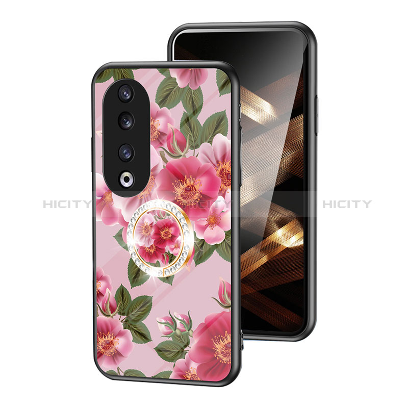 Coque Contour Silicone et Vitre Fleurs Miroir Etui Housse S01 pour Huawei Honor 90 Pro 5G Plus