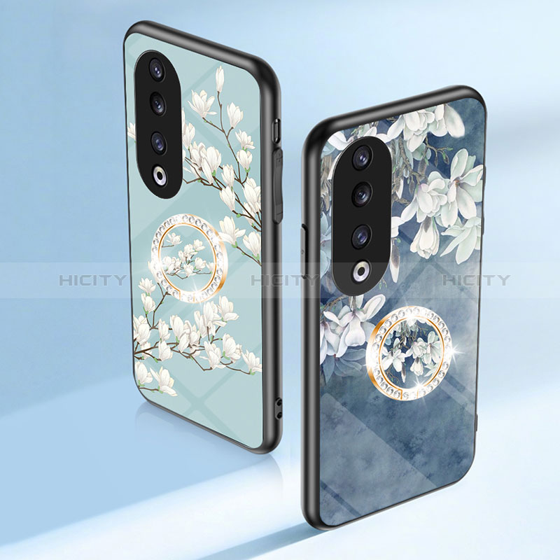 Coque Contour Silicone et Vitre Fleurs Miroir Etui Housse S01 pour Huawei Honor 90 Pro 5G Plus