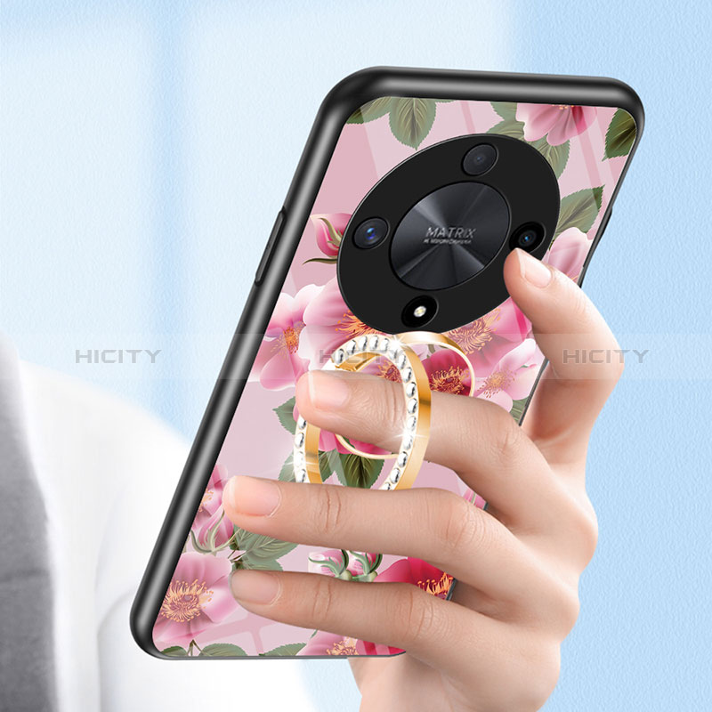 Coque Contour Silicone et Vitre Fleurs Miroir Etui Housse S01 pour Huawei Honor Magic6 Lite 5G Plus