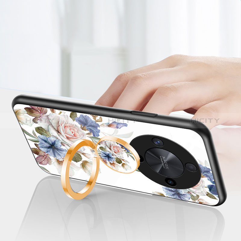 Coque Contour Silicone et Vitre Fleurs Miroir Etui Housse S01 pour Huawei Honor Magic6 Lite 5G Plus