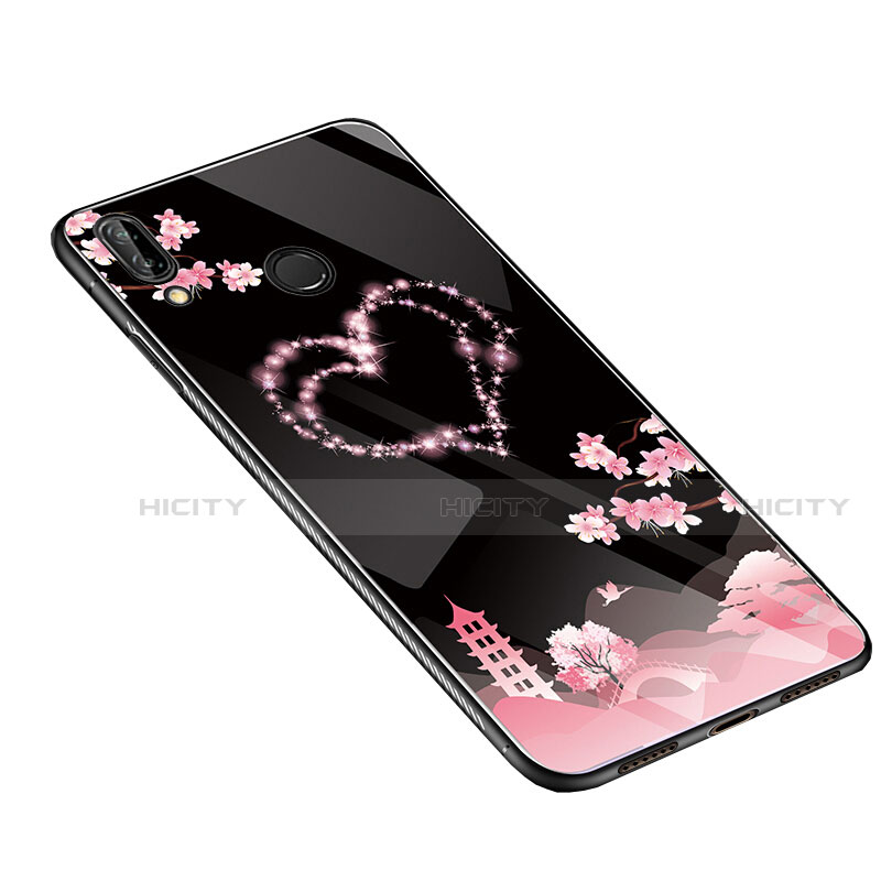 Coque Contour Silicone et Vitre Fleurs Miroir Etui Housse S01 pour Huawei Nova 3e Plus