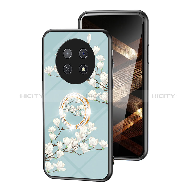 Coque Contour Silicone et Vitre Fleurs Miroir Etui Housse S01 pour Huawei Nova Y91 Cyan Plus