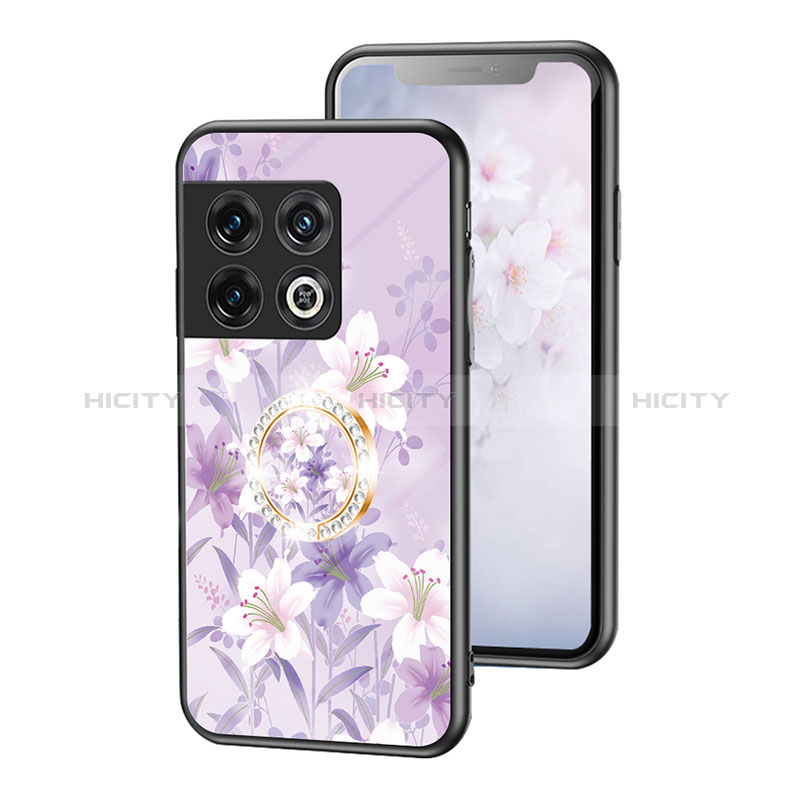 Coque Contour Silicone et Vitre Fleurs Miroir Etui Housse S01 pour OnePlus 10 Pro 5G Plus