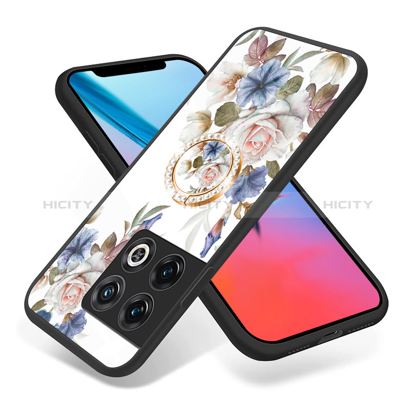 Coque Contour Silicone et Vitre Fleurs Miroir Etui Housse S01 pour OnePlus 10 Pro 5G Plus