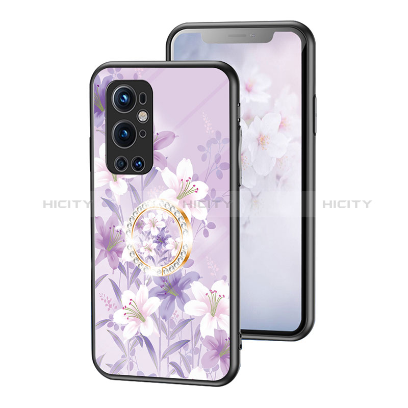 Coque Contour Silicone et Vitre Fleurs Miroir Etui Housse S01 pour OnePlus 9 Pro 5G Plus