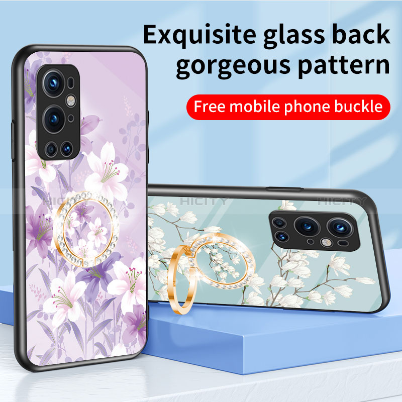 Coque Contour Silicone et Vitre Fleurs Miroir Etui Housse S01 pour OnePlus 9 Pro 5G Plus