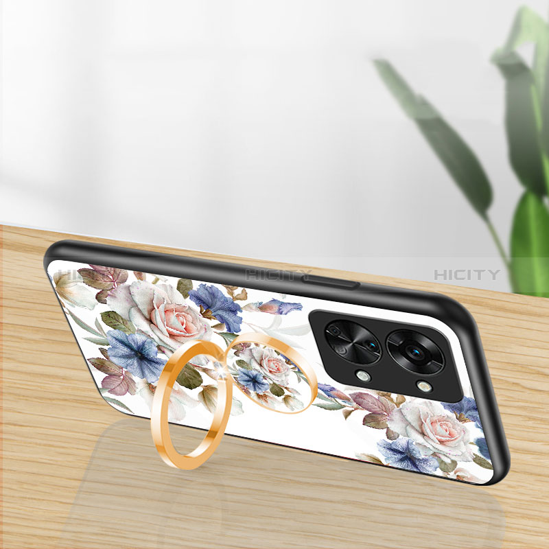 Coque Contour Silicone et Vitre Fleurs Miroir Etui Housse S01 pour OnePlus Nord 2T 5G Plus