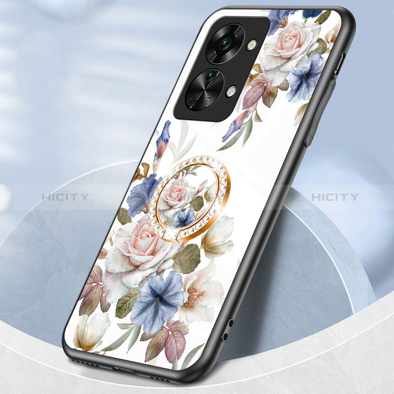 Coque Contour Silicone et Vitre Fleurs Miroir Etui Housse S01 pour OnePlus Nord 2T 5G Plus