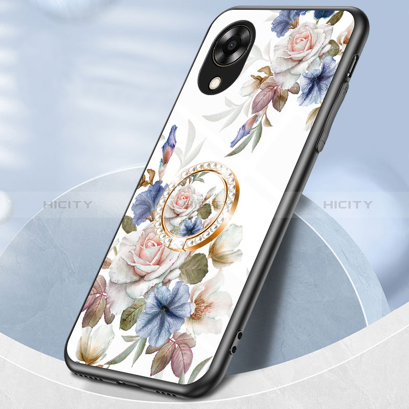 Coque Contour Silicone et Vitre Fleurs Miroir Etui Housse S01 pour Oppo A17K Plus