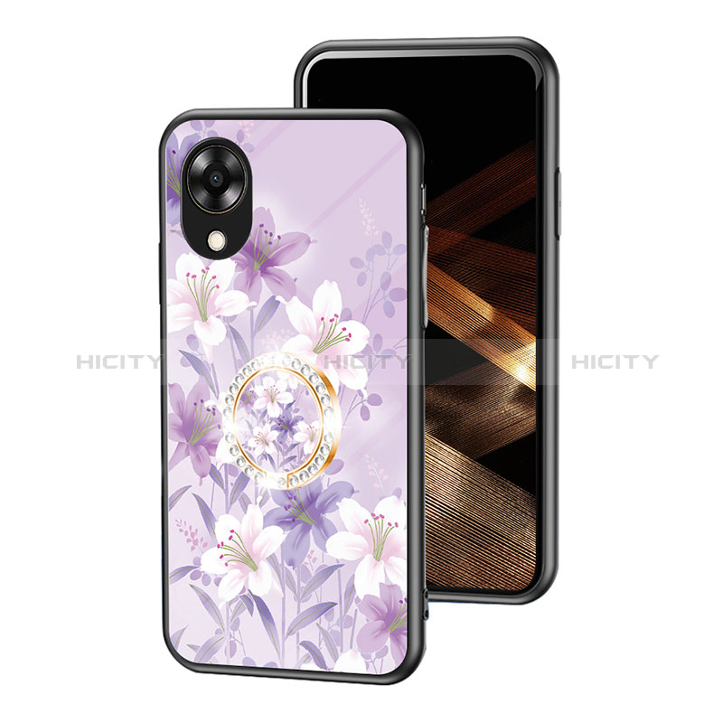 Coque Contour Silicone et Vitre Fleurs Miroir Etui Housse S01 pour Oppo A17K Plus