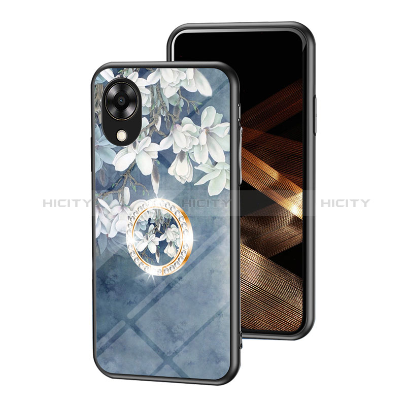 Coque Contour Silicone et Vitre Fleurs Miroir Etui Housse S01 pour Oppo A17K Plus