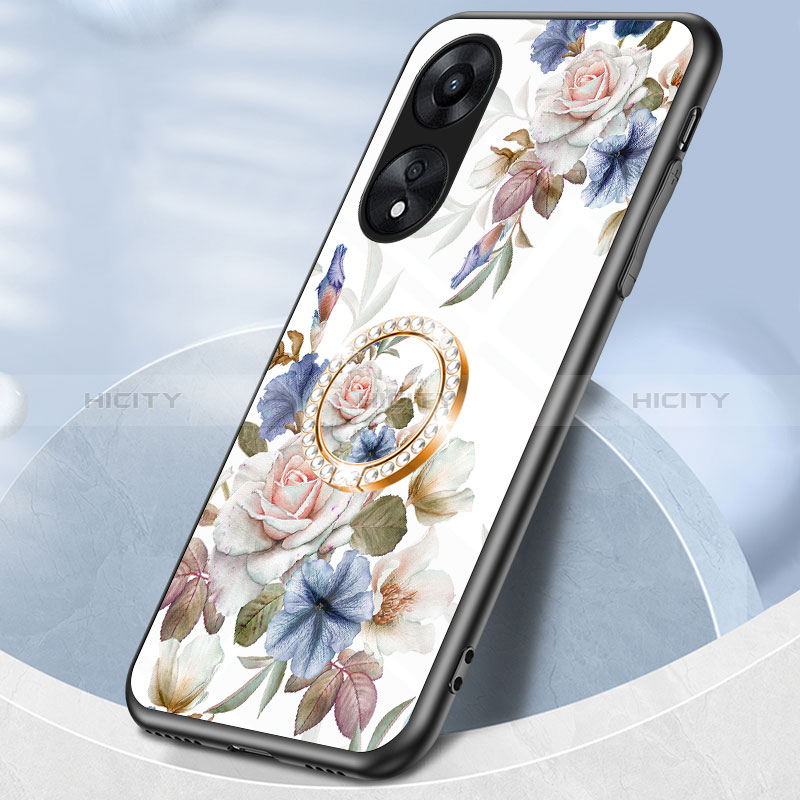 Coque Contour Silicone et Vitre Fleurs Miroir Etui Housse S01 pour Oppo A38 Plus