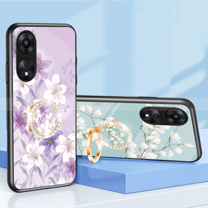 Coque Contour Silicone et Vitre Fleurs Miroir Etui Housse S01 pour Oppo A38 Plus