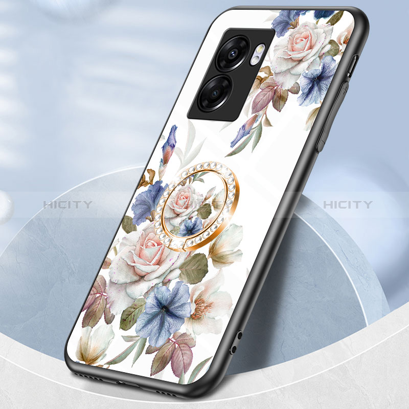 Coque Contour Silicone et Vitre Fleurs Miroir Etui Housse S01 pour Oppo A56S 5G Plus