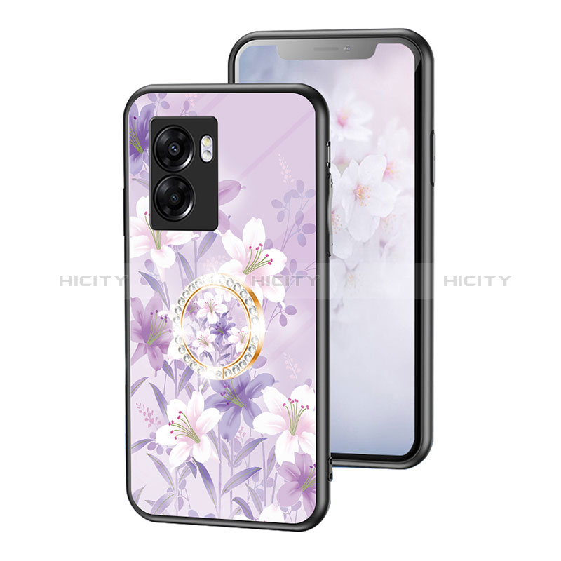 Coque Contour Silicone et Vitre Fleurs Miroir Etui Housse S01 pour Oppo A77 5G Plus