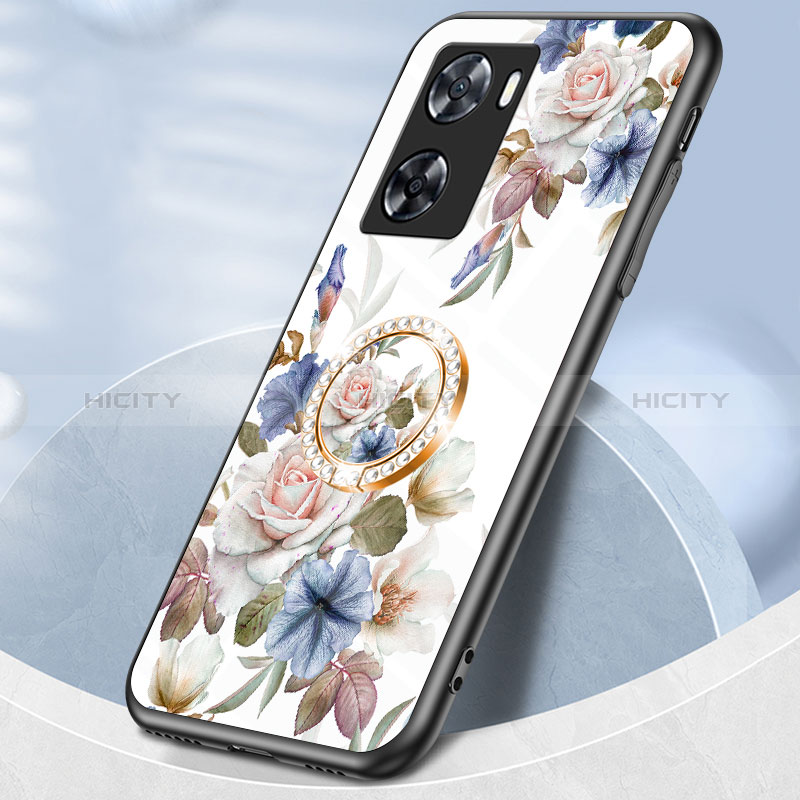 Coque Contour Silicone et Vitre Fleurs Miroir Etui Housse S01 pour Oppo A77s Plus