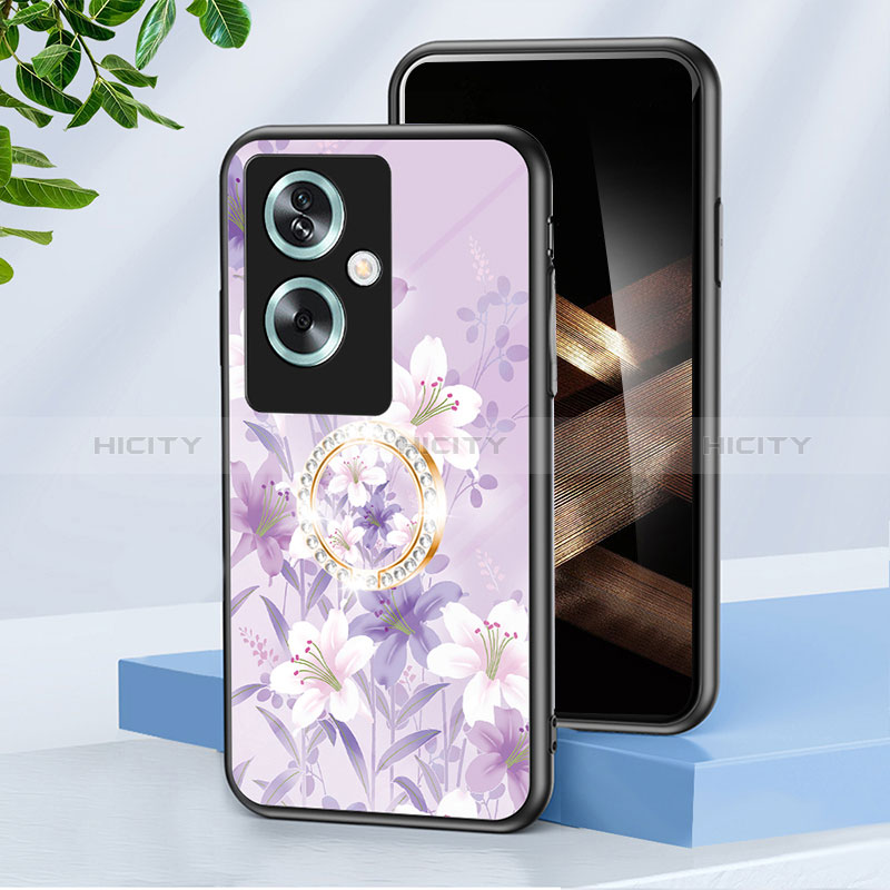 Coque Contour Silicone et Vitre Fleurs Miroir Etui Housse S01 pour Oppo A79 5G Plus