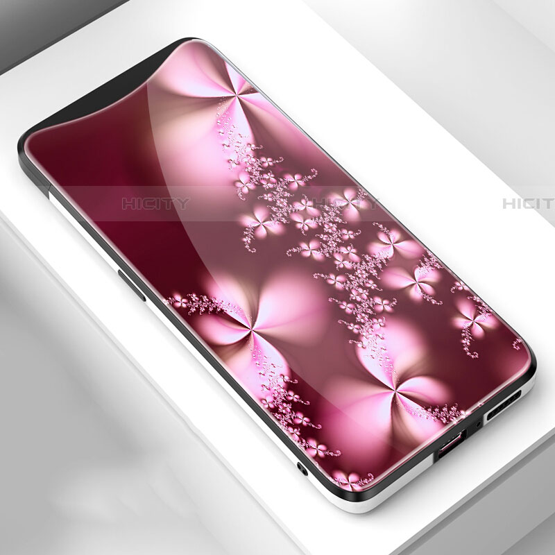 Coque Contour Silicone et Vitre Fleurs Miroir Etui Housse S01 pour Oppo Find X Plus