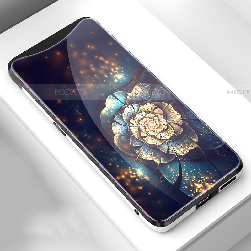 Coque Contour Silicone et Vitre Fleurs Miroir Etui Housse S01 pour Oppo Find X Super Flash Edition Mixte Plus