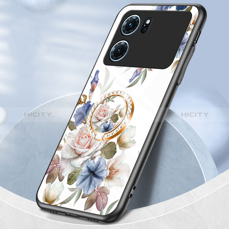 Coque Contour Silicone et Vitre Fleurs Miroir Etui Housse S01 pour Oppo K10 5G Plus