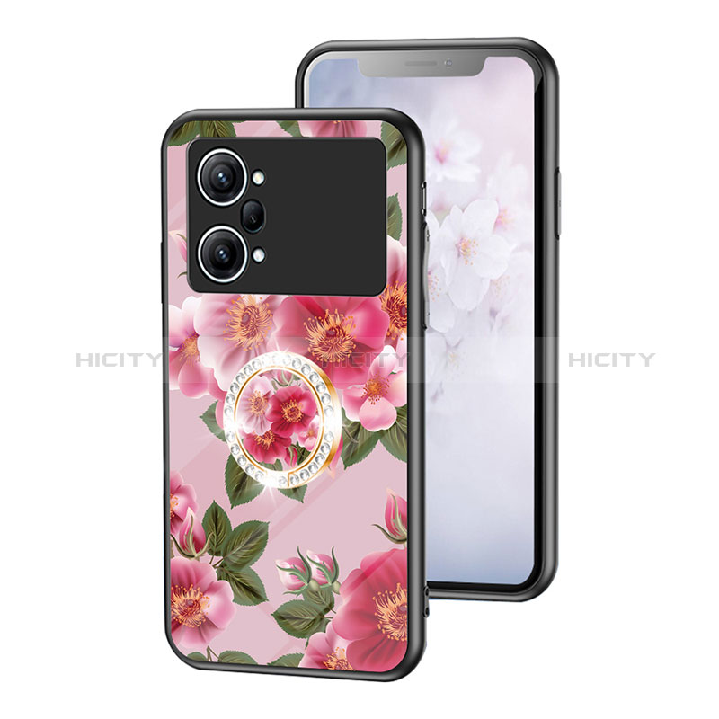 Coque Contour Silicone et Vitre Fleurs Miroir Etui Housse S01 pour Oppo K10 Pro 5G Rouge Plus