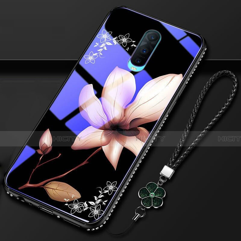 Coque Contour Silicone et Vitre Fleurs Miroir Etui Housse S01 pour Oppo R17 Pro Plus