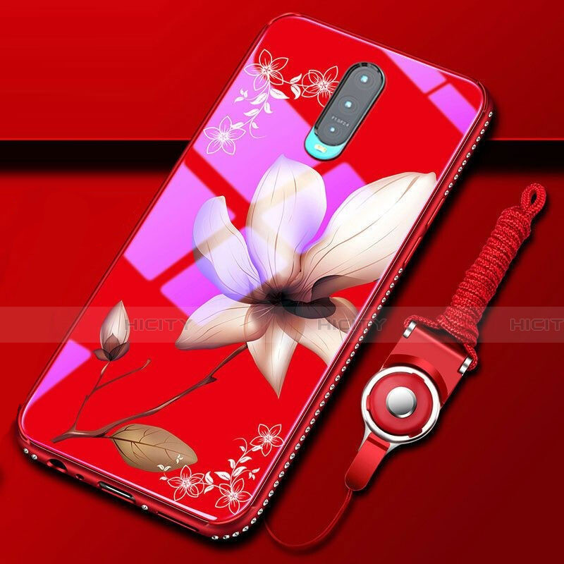 Coque Contour Silicone et Vitre Fleurs Miroir Etui Housse S01 pour Oppo R17 Pro Plus