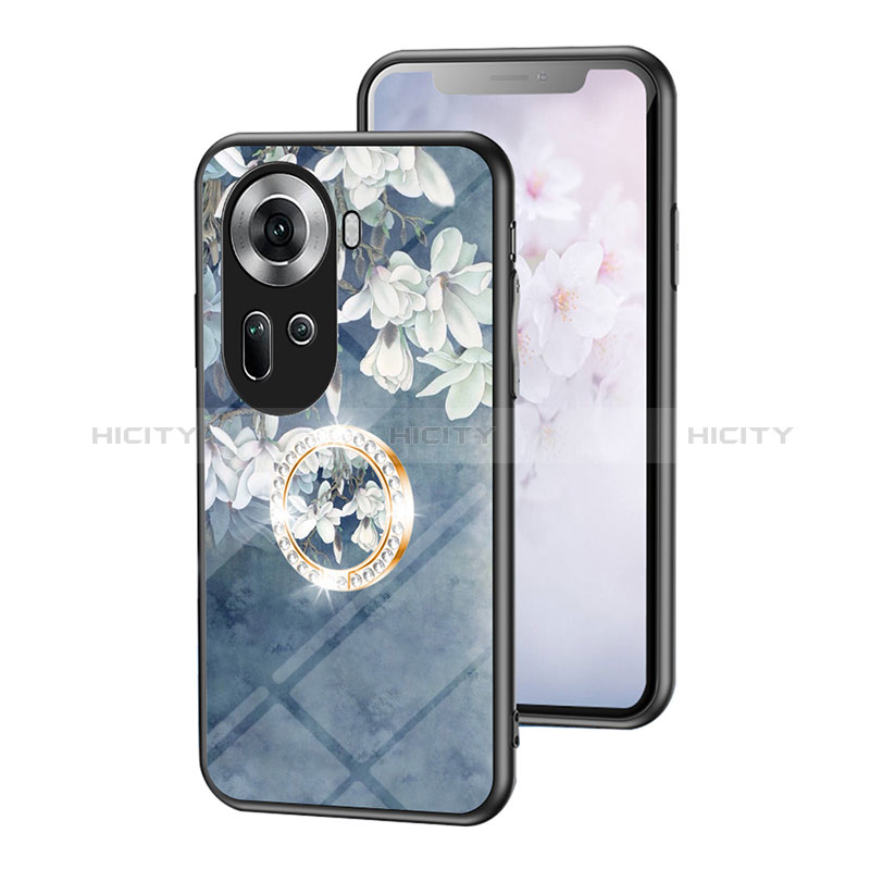 Coque Contour Silicone et Vitre Fleurs Miroir Etui Housse S01 pour Oppo Reno11 5G Plus