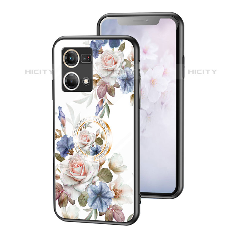 Coque Contour Silicone et Vitre Fleurs Miroir Etui Housse S01 pour Oppo Reno7 4G Plus