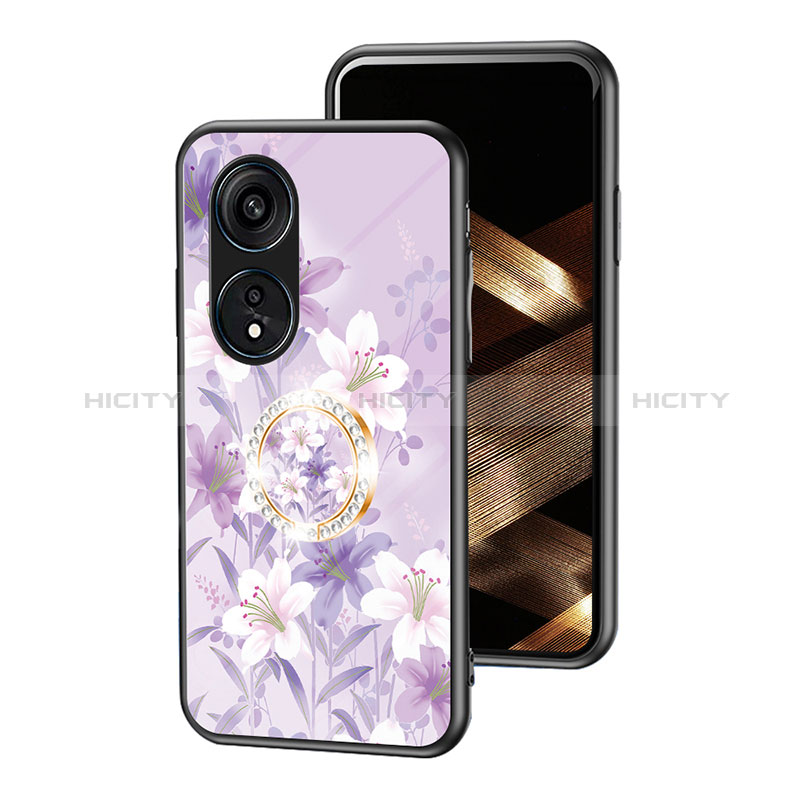 Coque Contour Silicone et Vitre Fleurs Miroir Etui Housse S01 pour Oppo Reno8 T 4G Plus