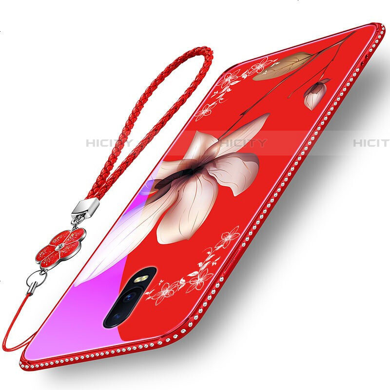 Coque Contour Silicone et Vitre Fleurs Miroir Etui Housse S01 pour Oppo RX17 Pro Plus