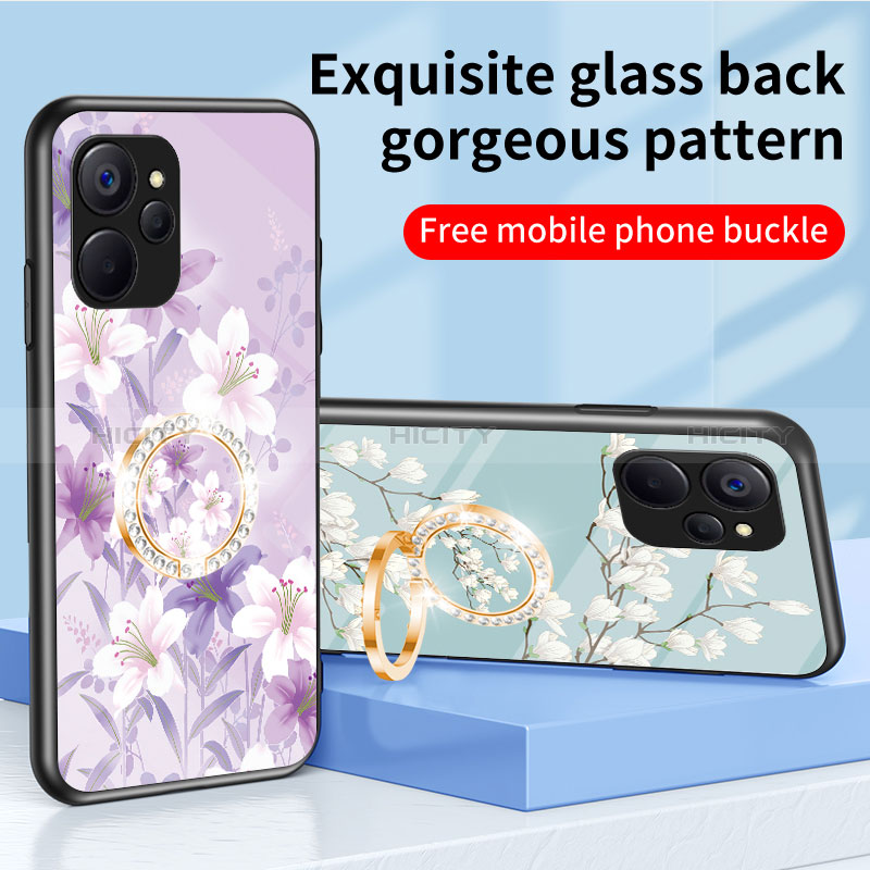 Coque Contour Silicone et Vitre Fleurs Miroir Etui Housse S01 pour Realme 10T 5G Plus