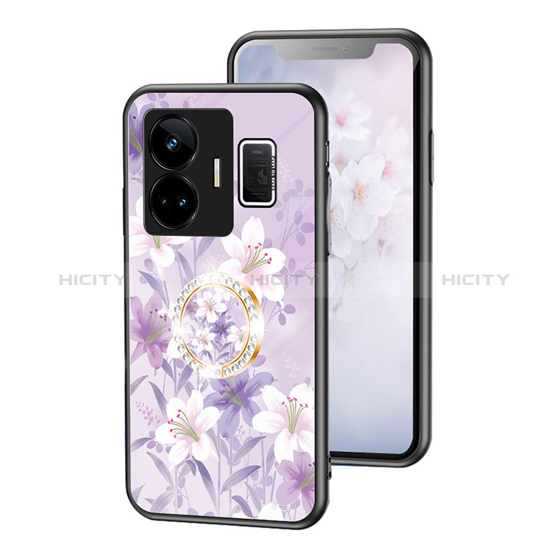 Coque Contour Silicone et Vitre Fleurs Miroir Etui Housse S01 pour Realme GT Neo5 240W 5G Plus