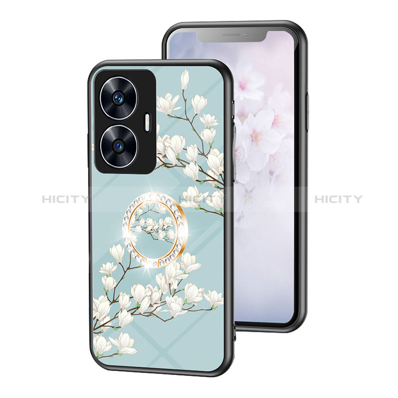 Coque Contour Silicone et Vitre Fleurs Miroir Etui Housse S01 pour Realme Narzo N55 Plus