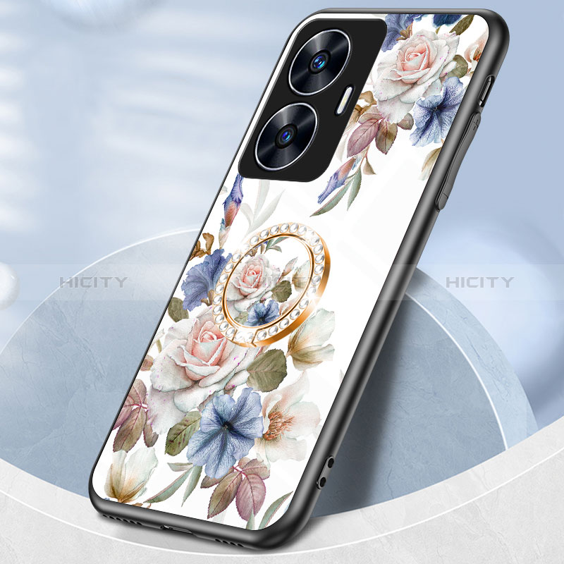 Coque Contour Silicone et Vitre Fleurs Miroir Etui Housse S01 pour Realme Narzo N55 Plus