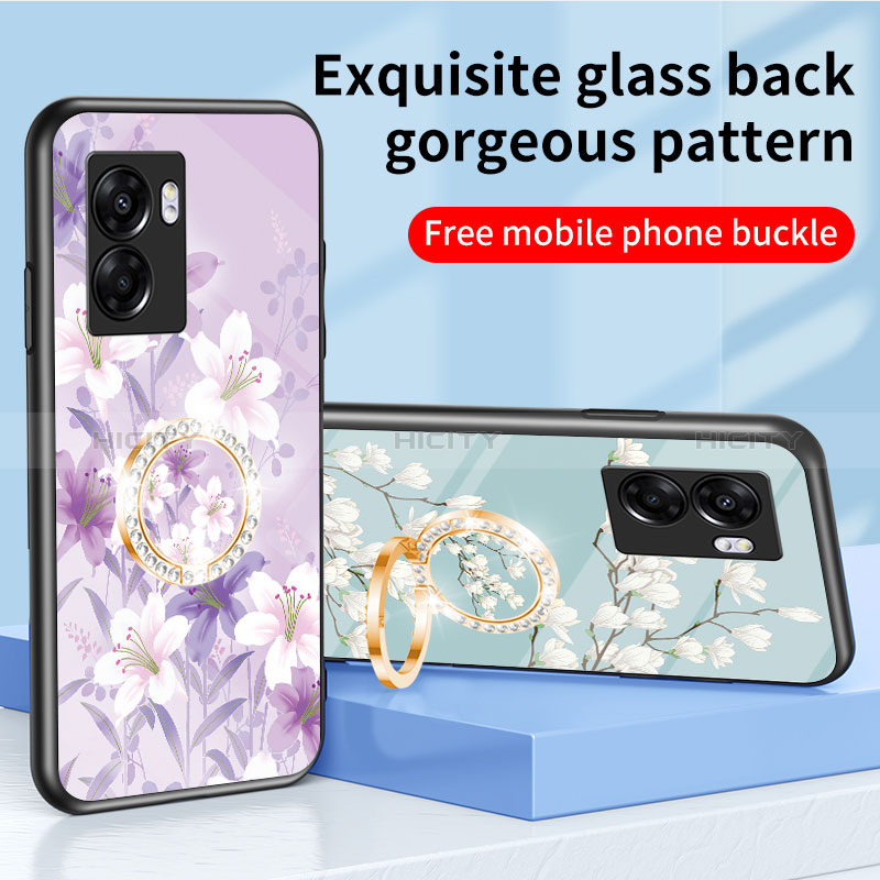 Coque Contour Silicone et Vitre Fleurs Miroir Etui Housse S01 pour Realme Q5i 5G Plus