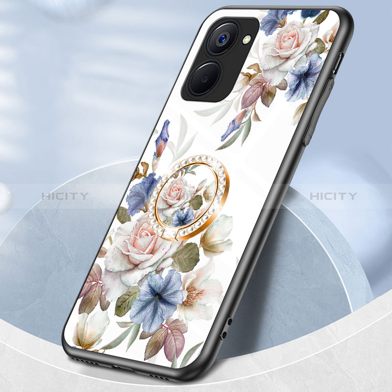 Coque Contour Silicone et Vitre Fleurs Miroir Etui Housse S01 pour Realme Q5x 5G Plus