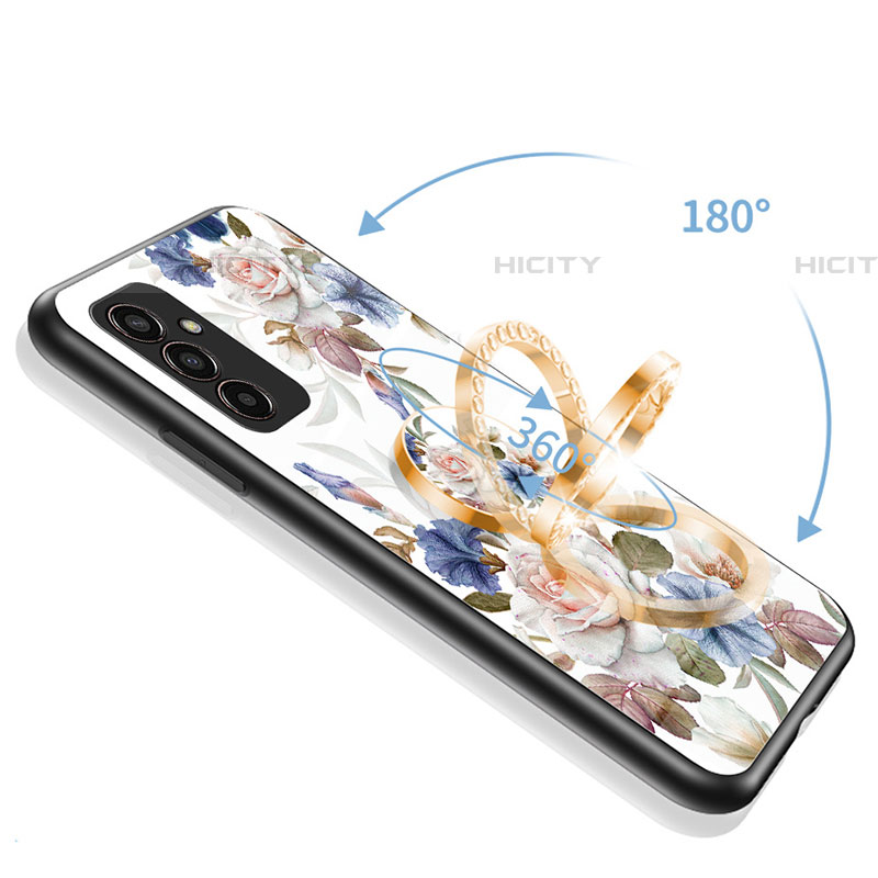 Coque Contour Silicone et Vitre Fleurs Miroir Etui Housse S01 pour Samsung Galaxy M13 4G Plus