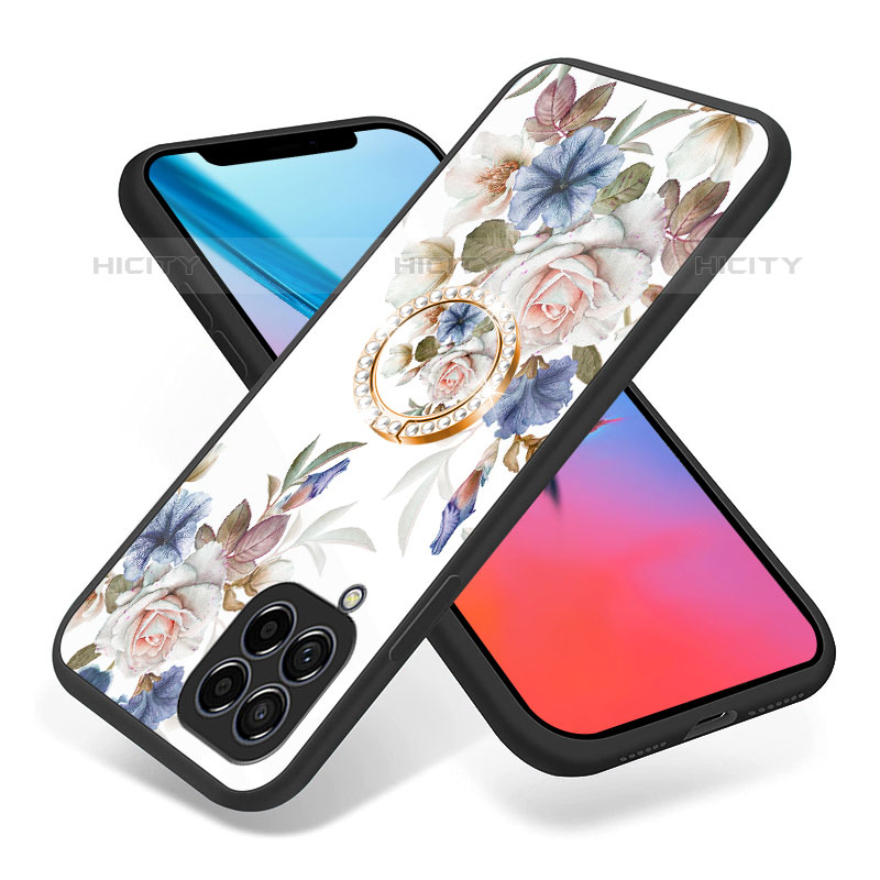 Coque Contour Silicone et Vitre Fleurs Miroir Etui Housse S01 pour Samsung Galaxy M53 5G Plus