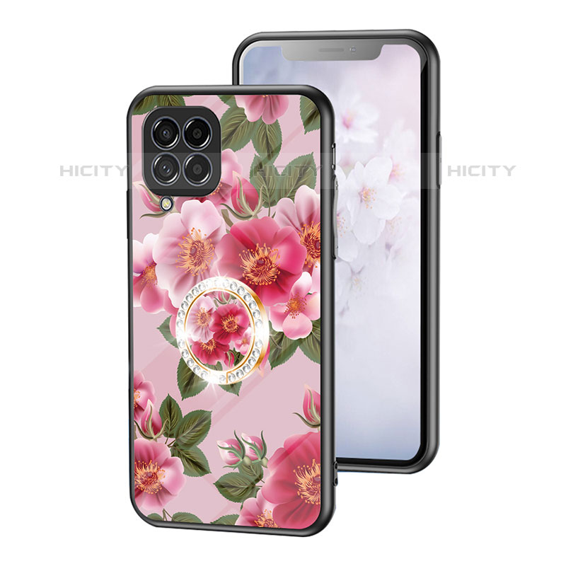 Coque Contour Silicone et Vitre Fleurs Miroir Etui Housse S01 pour Samsung Galaxy M53 5G Plus