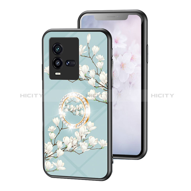 Coque Contour Silicone et Vitre Fleurs Miroir Etui Housse S01 pour Vivo iQOO 10 5G Plus