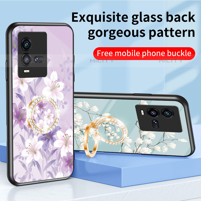 Coque Contour Silicone et Vitre Fleurs Miroir Etui Housse S01 pour Vivo iQOO 9T 5G Plus